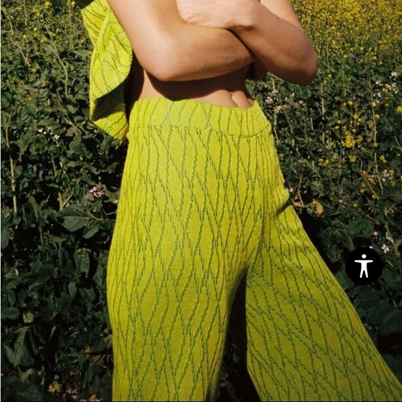 ZARA WIDE LEG JACQUARD PANTS NWT S - Picture 2 of 6